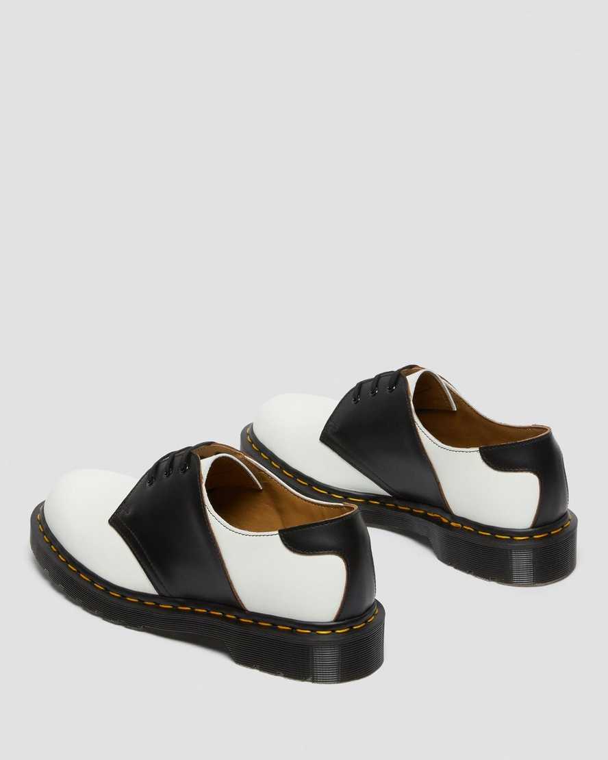 white black dr martens 1461 mens saddle shoes