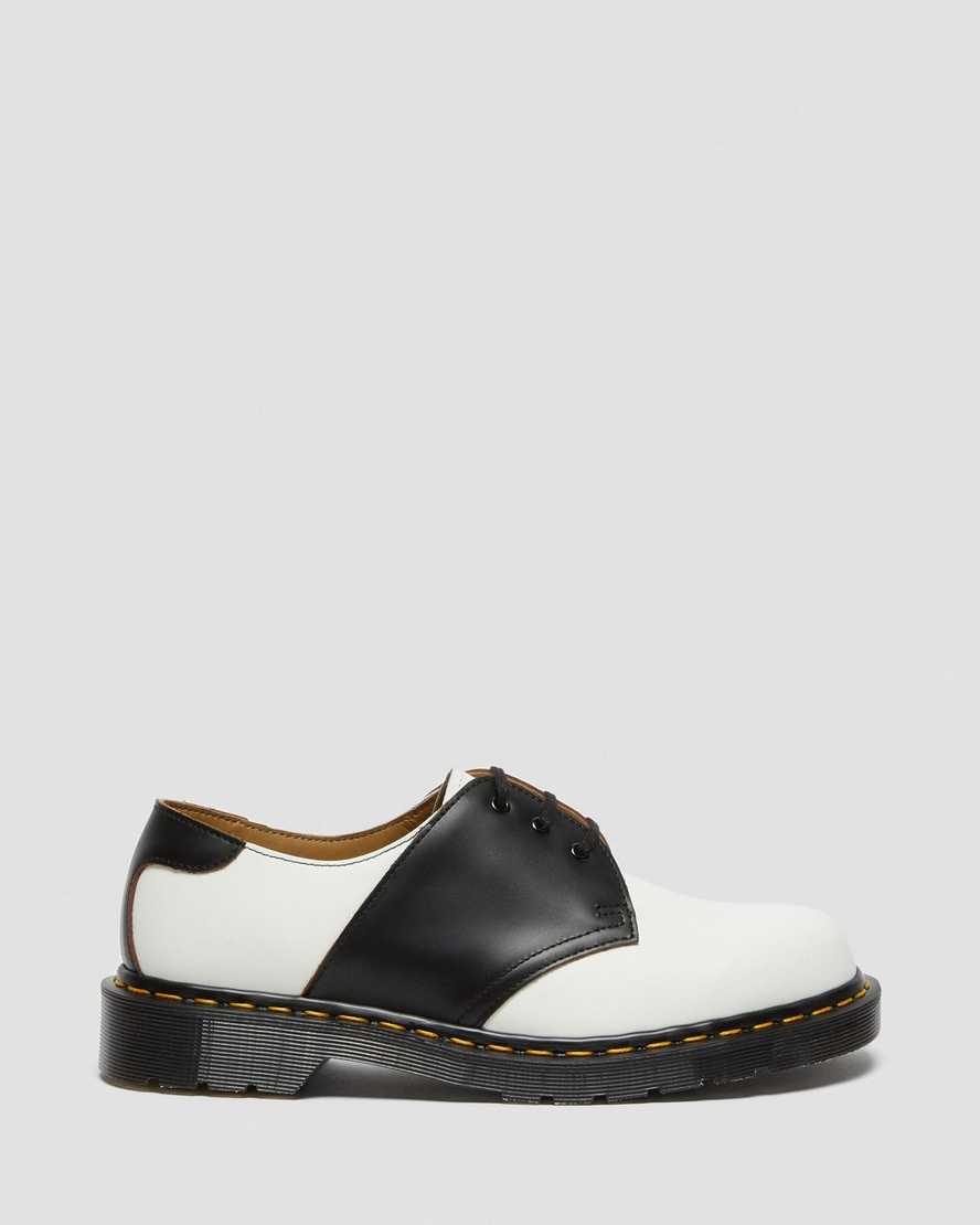 white black dr martens 1461 mens saddle shoes