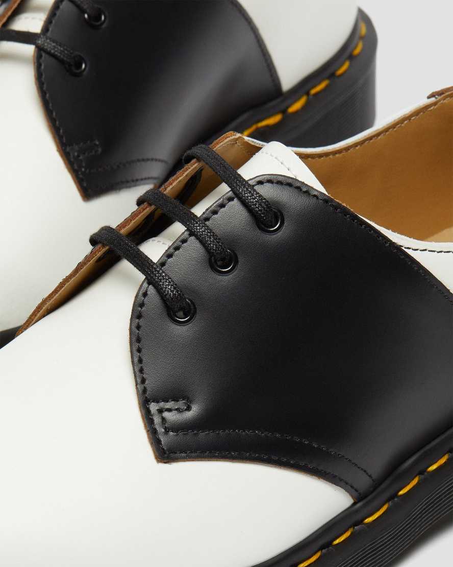 white black dr martens 1461 mens saddle shoes