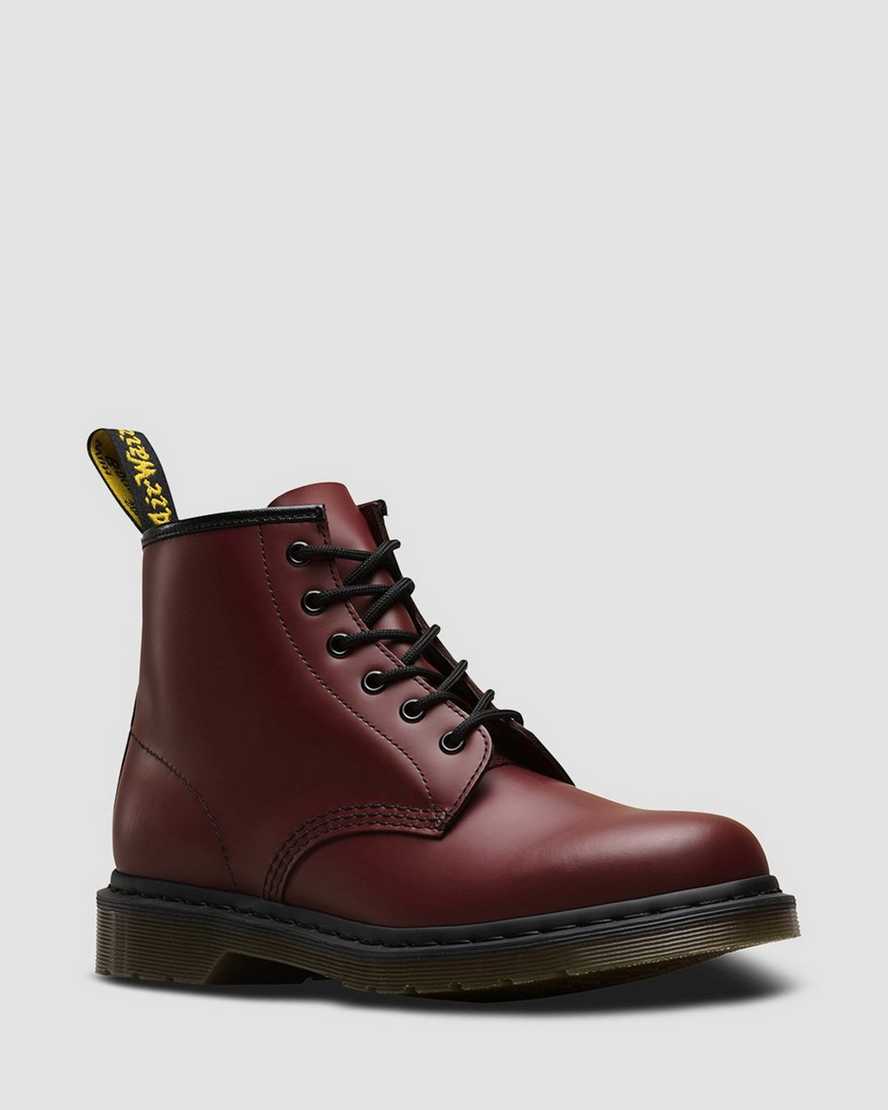 red dr martens 101 smooth womens ankle boots