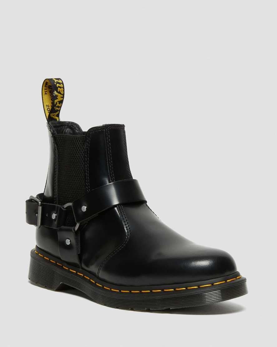 black dr martens wincox smooth womens buckle boots