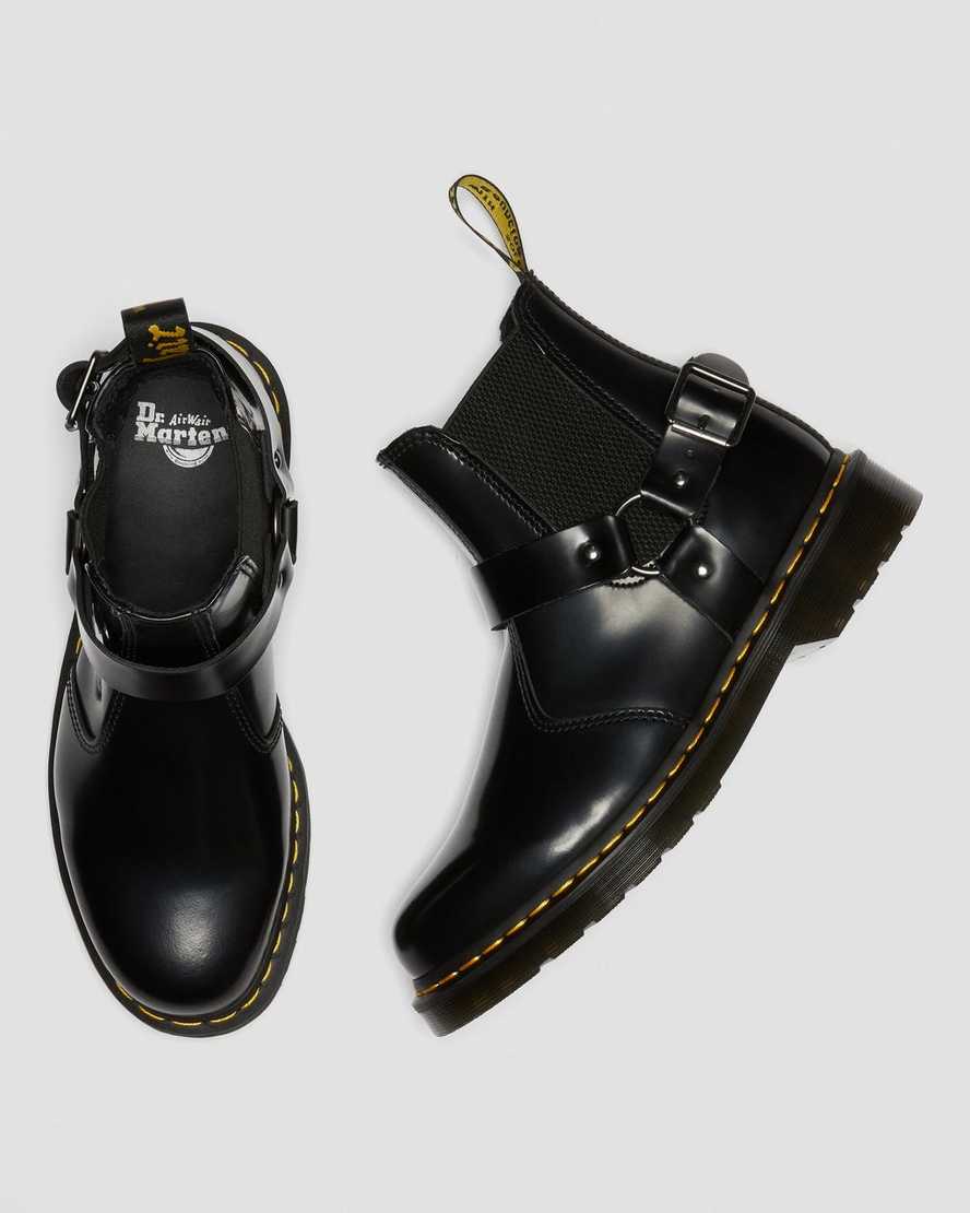 black dr martens wincox smooth womens buckle boots