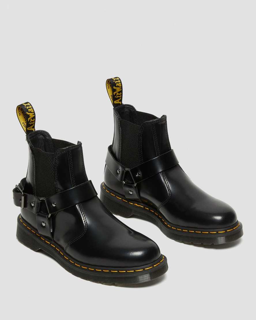 black dr martens wincox smooth womens buckle boots