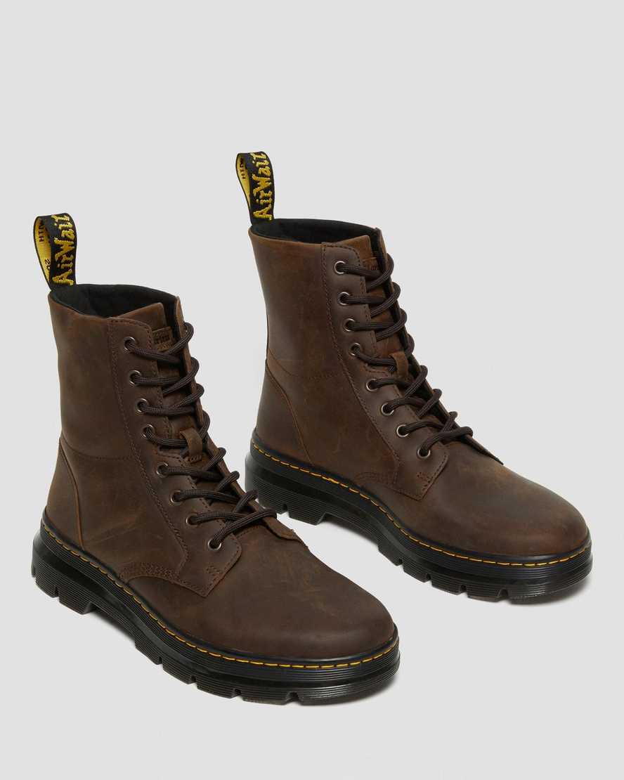 brown dr martens combs crazy horse womens casual boots