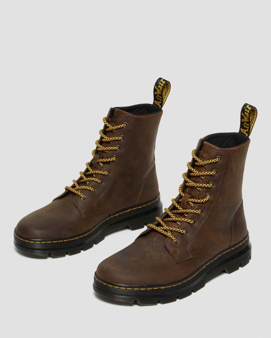 brown dr martens combs crazy horse womens casual boots