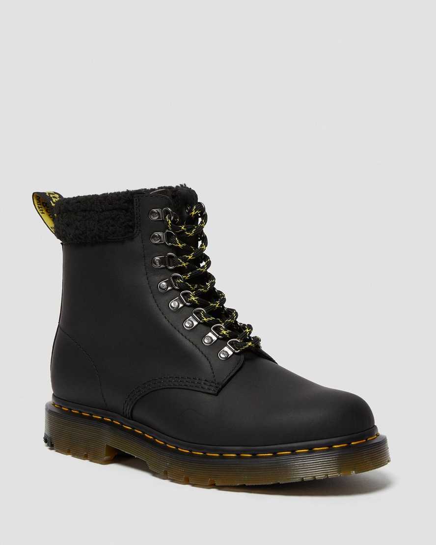 black dr martens 1460 dms wintergrip fleece womens casual boots