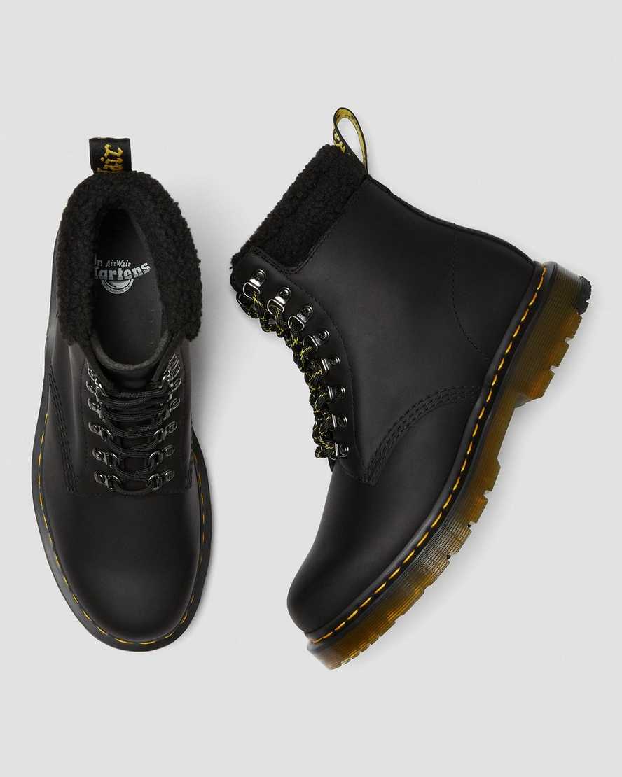 black dr martens 1460 dms wintergrip fleece womens casual boots