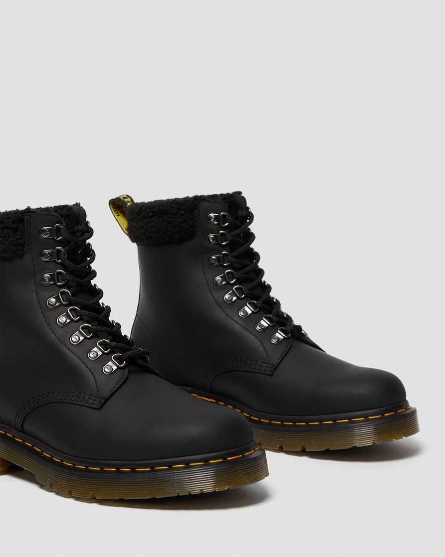 black dr martens 1460 dms wintergrip fleece womens casual boots