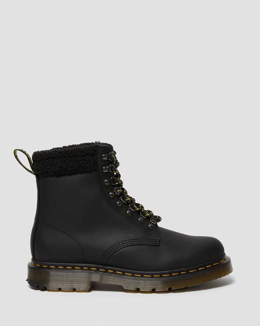black dr martens 1460 dms wintergrip fleece womens casual boots