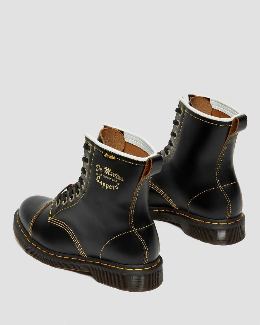 black dr martens capper vintage smooth womens casual boots