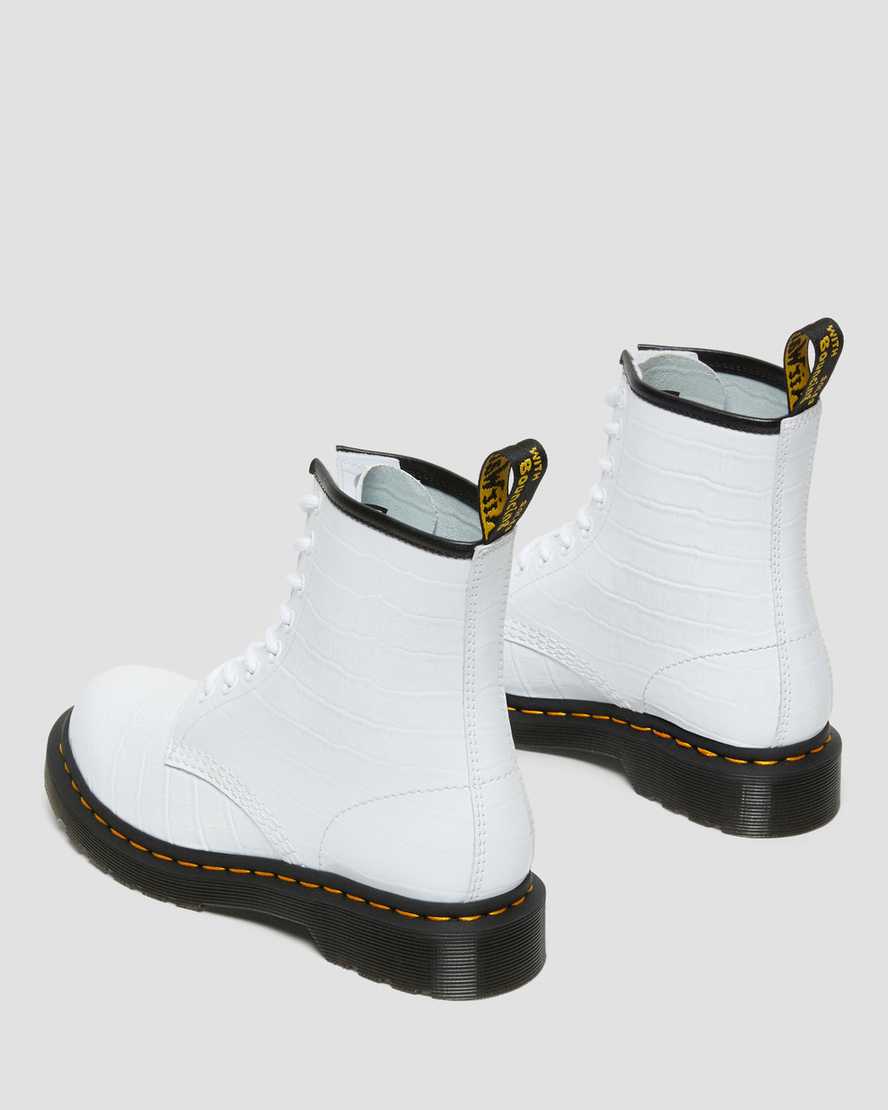 white dr martens 1460 patent croc emboss womens casual boots