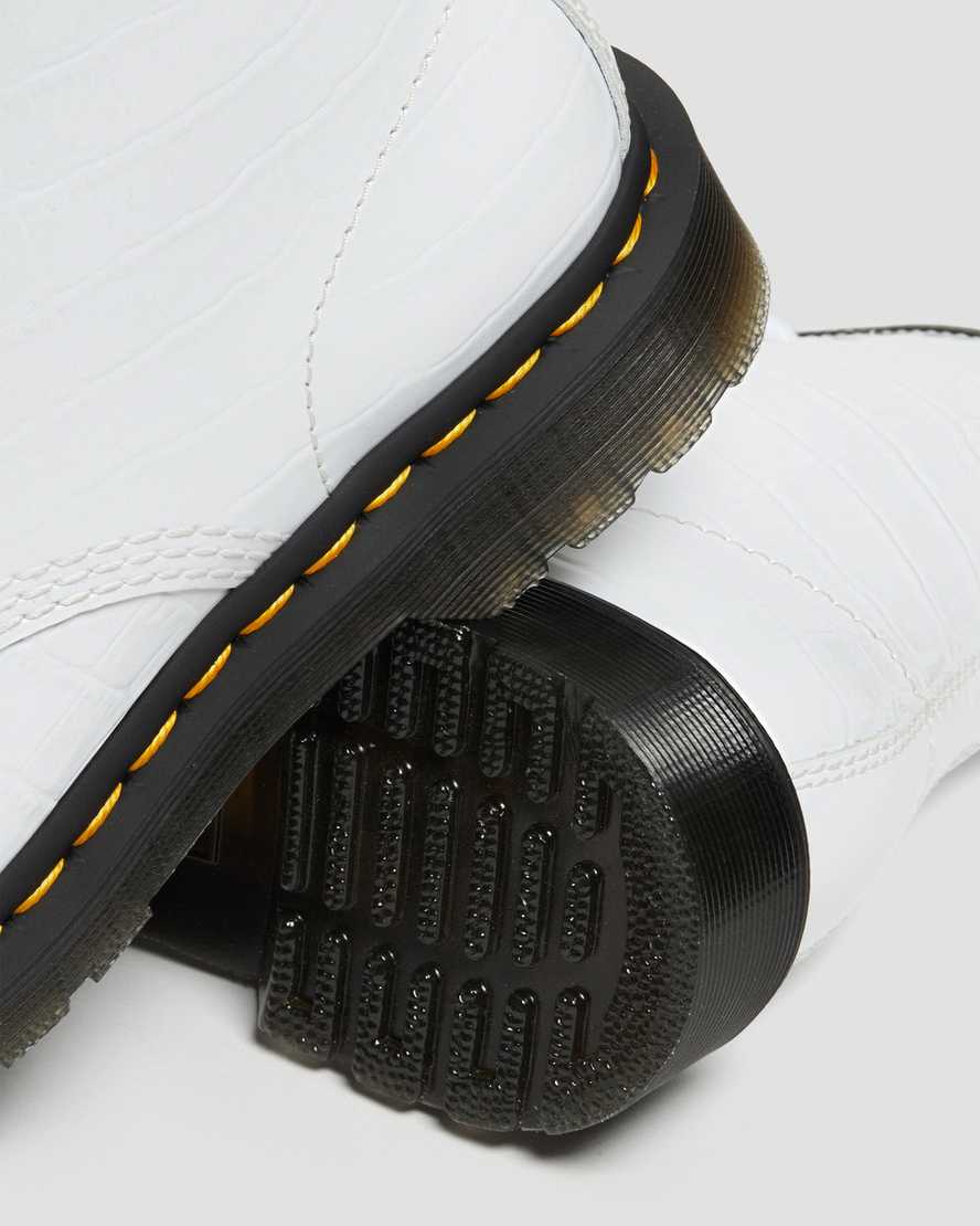 white dr martens 1460 patent croc emboss womens casual boots