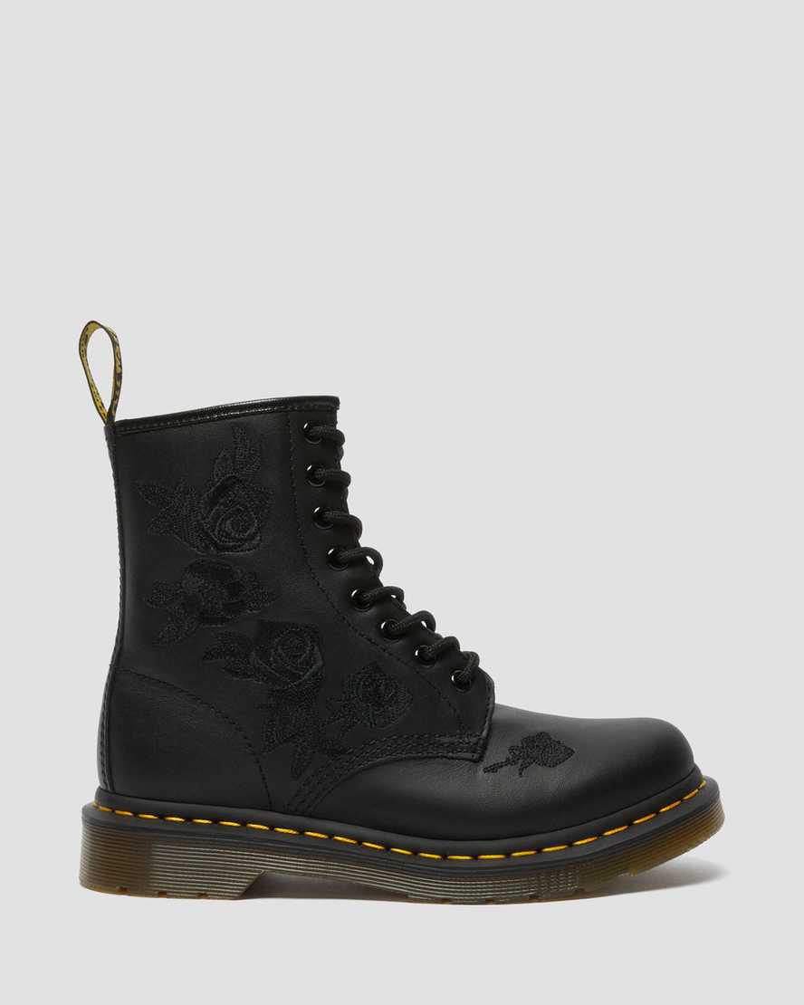 black dr martens 1460 vonda mono floral womens casual boots