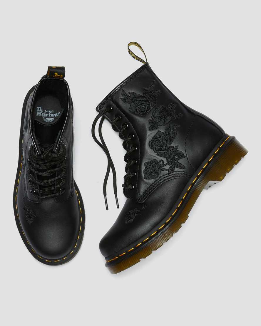 black dr martens 1460 vonda mono floral womens casual boots