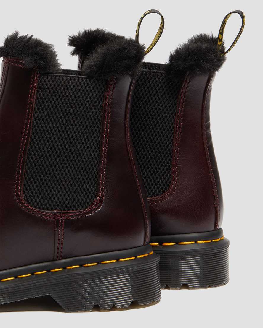 burgundy dr martens 2976 leonore faux fur lined womens chelsea boots