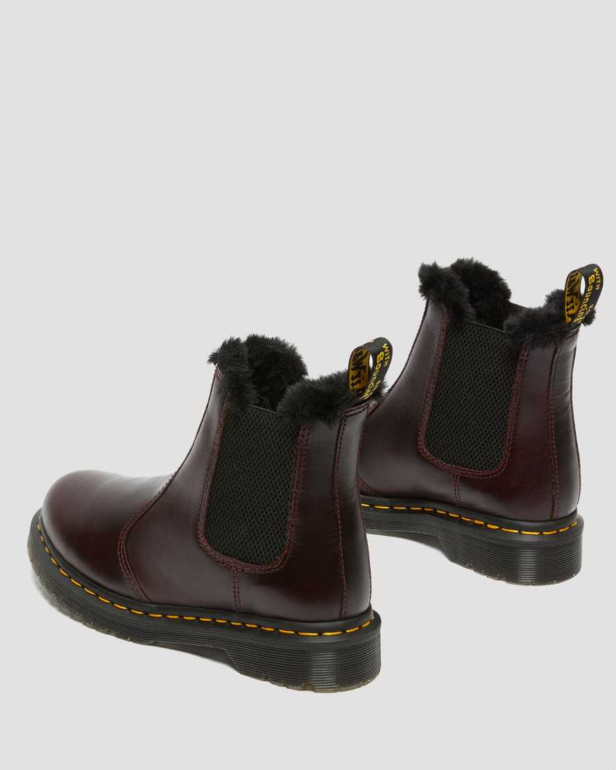 burgundy dr martens 2976 leonore faux fur lined womens chelsea boots