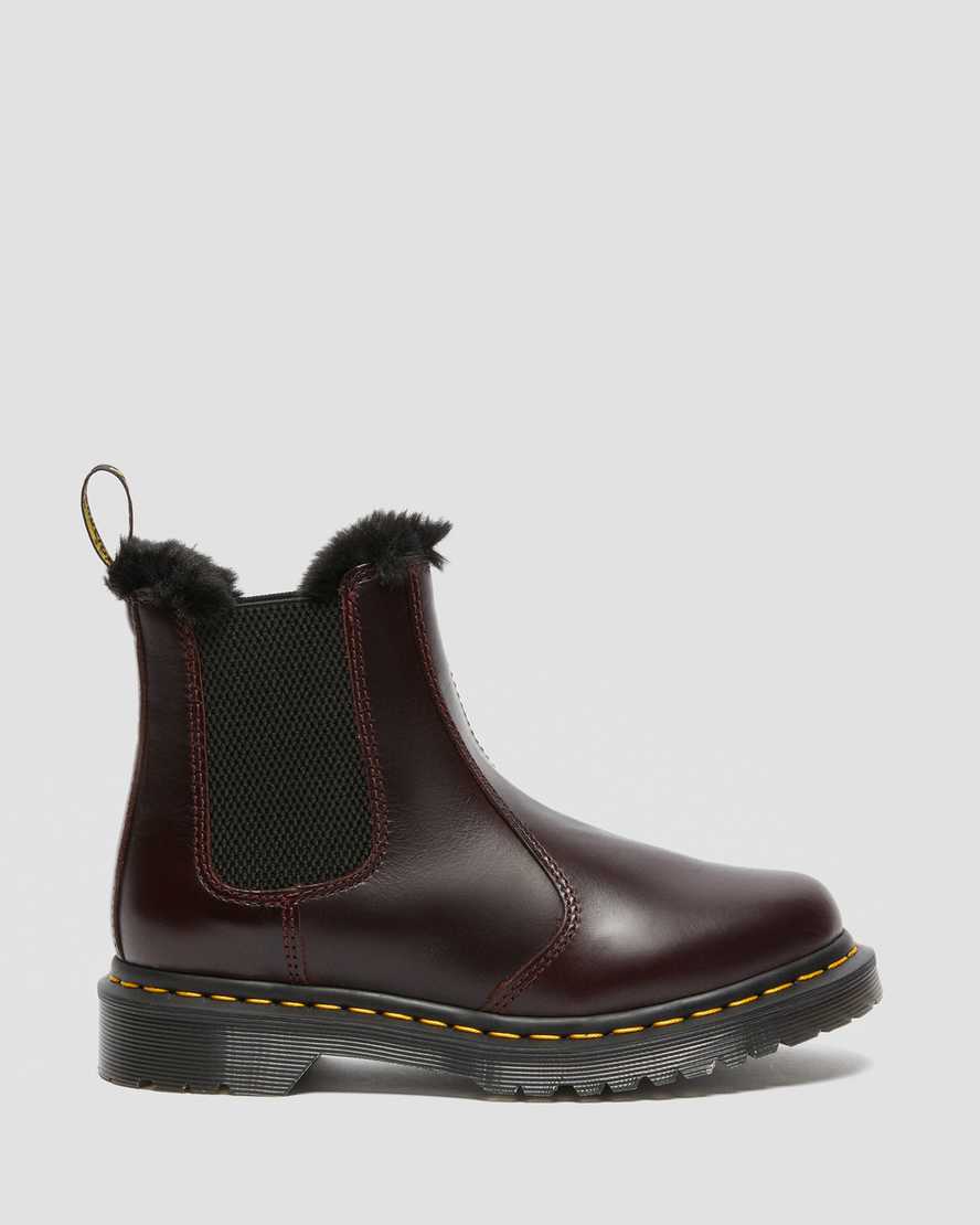 burgundy dr martens 2976 leonore faux fur lined womens chelsea boots