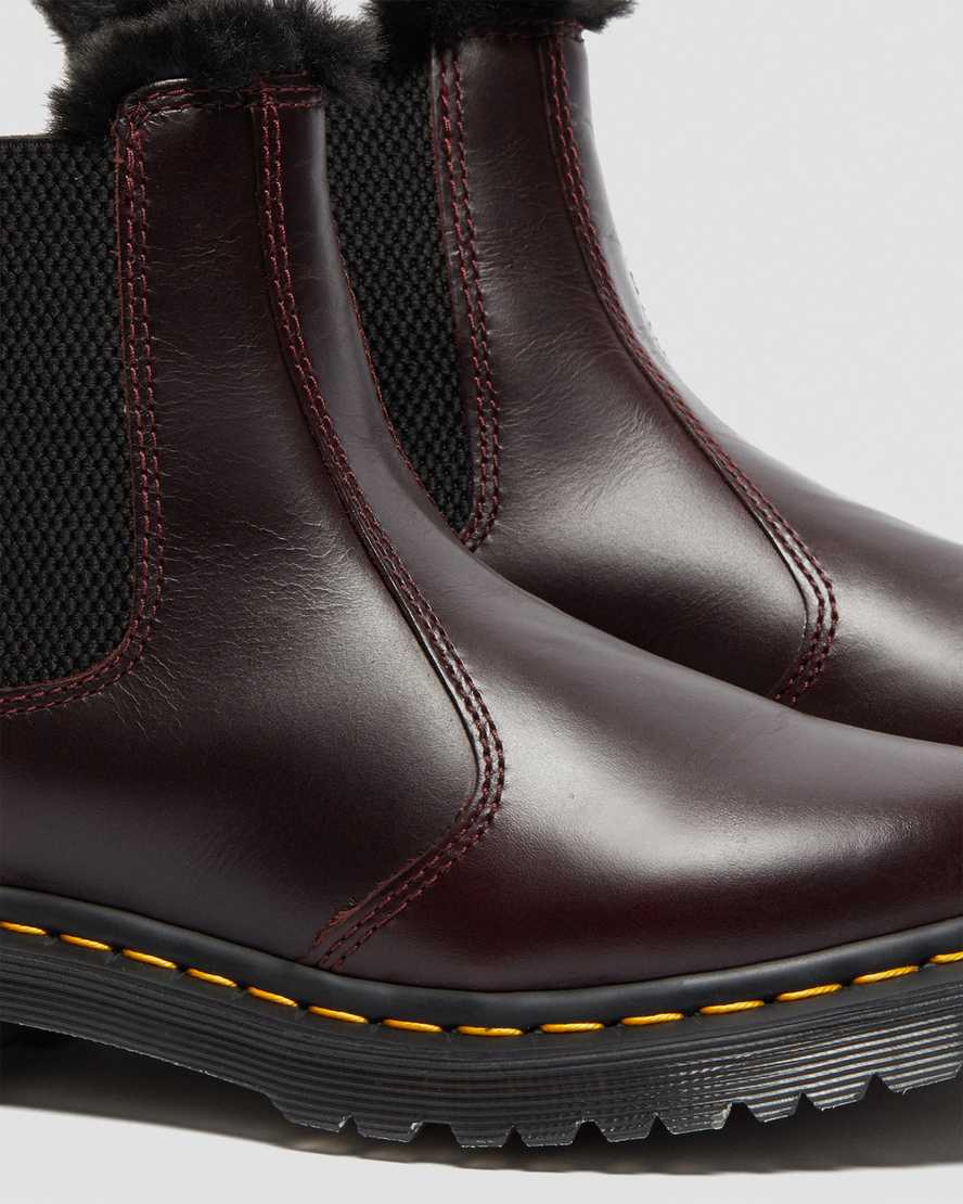 burgundy dr martens 2976 leonore faux fur lined womens chelsea boots