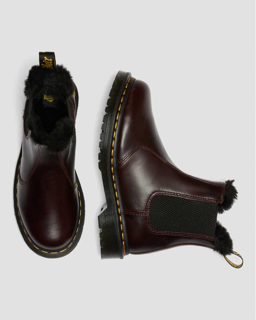 burgundy dr martens 2976 leonore faux fur lined womens chelsea boots