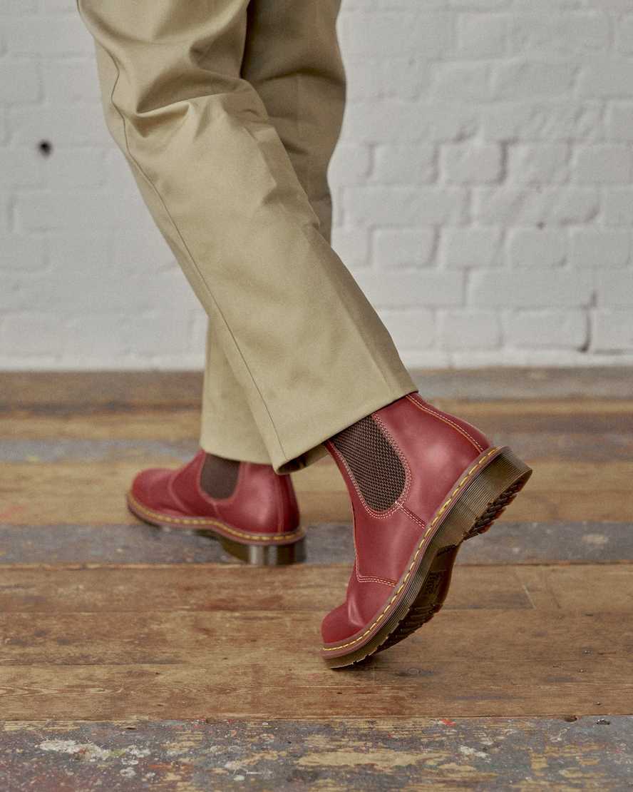 red dr martens 2976 vintage made in england womens chelsea boots