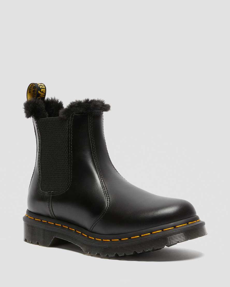 black dr martens 2976 leonore faux fur lined womens chelsea boots