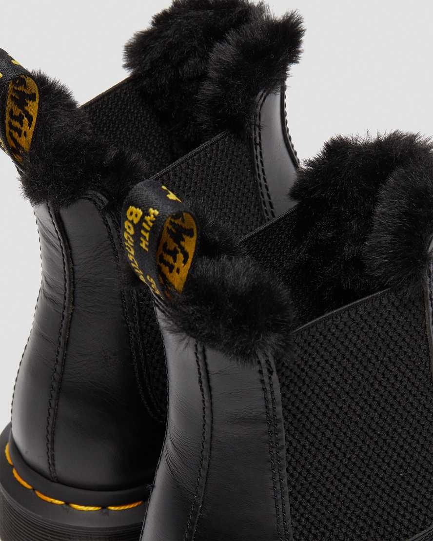 black dr martens 2976 leonore faux fur lined womens chelsea boots