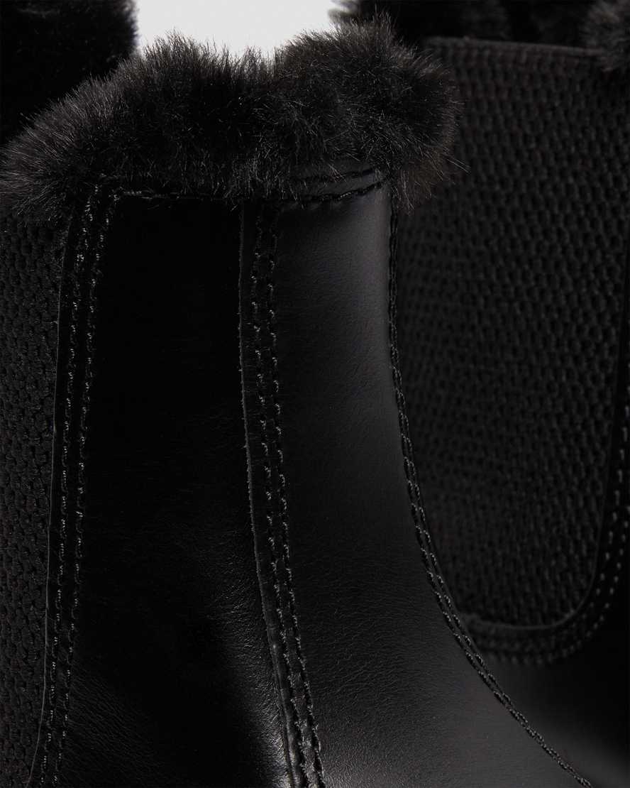 black dr martens 2976 leonore faux fur lined womens chelsea boots