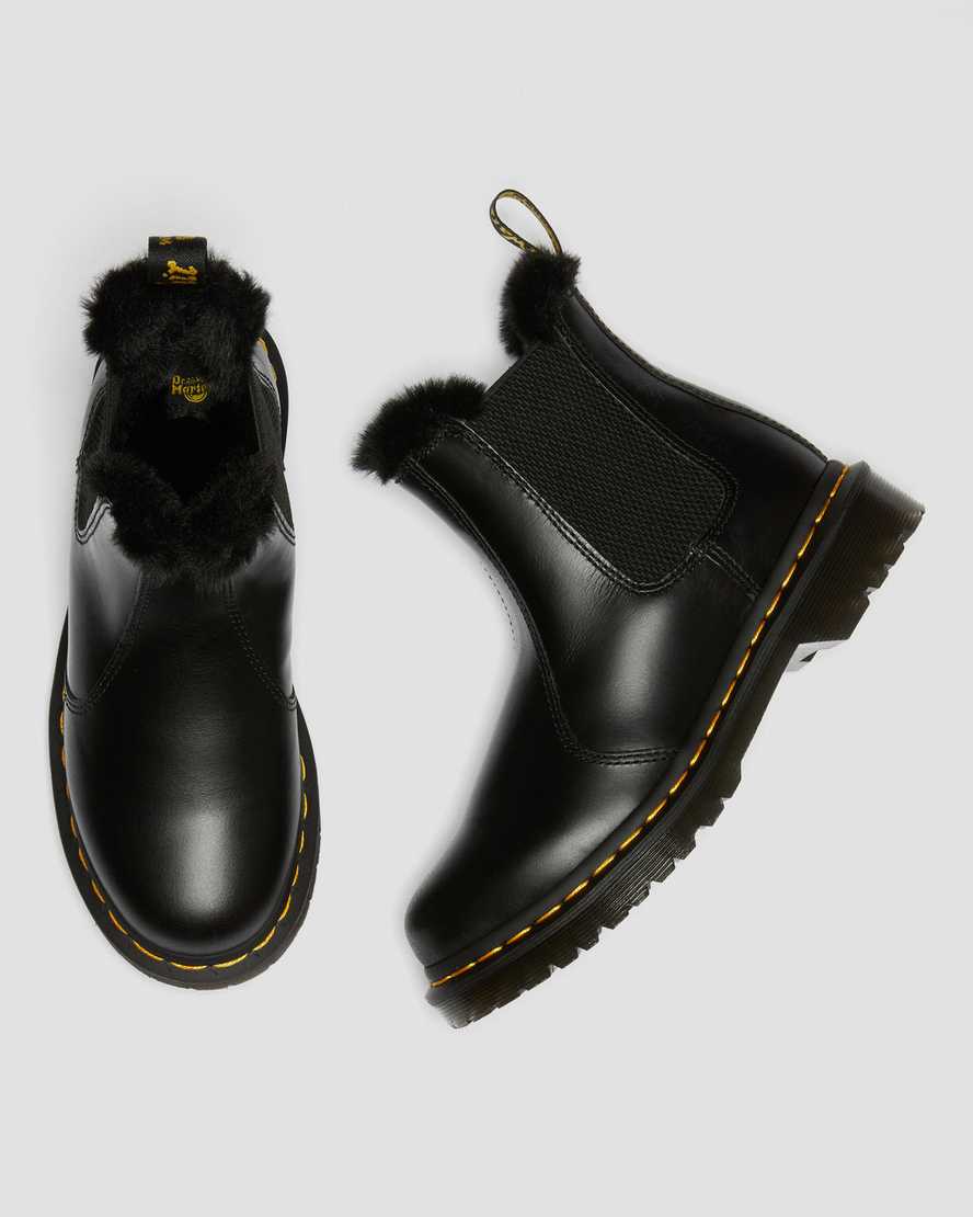 black dr martens 2976 leonore faux fur lined womens chelsea boots