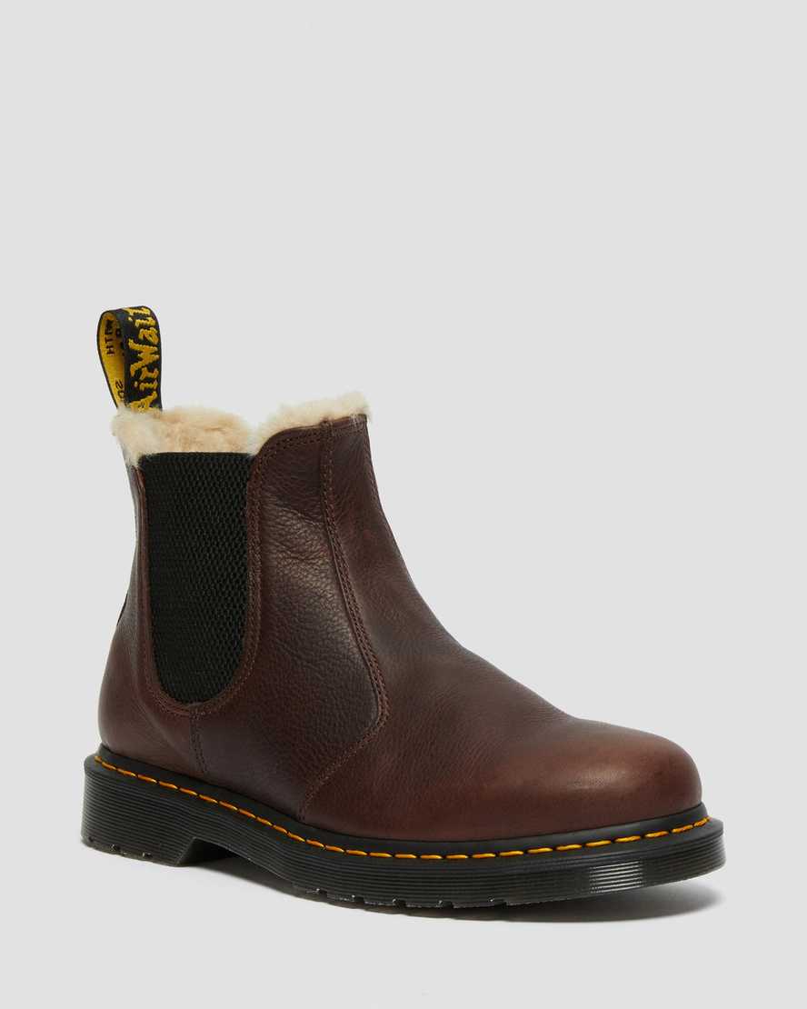 brown dr martens 2976 faux fur lined womens chelsea boots