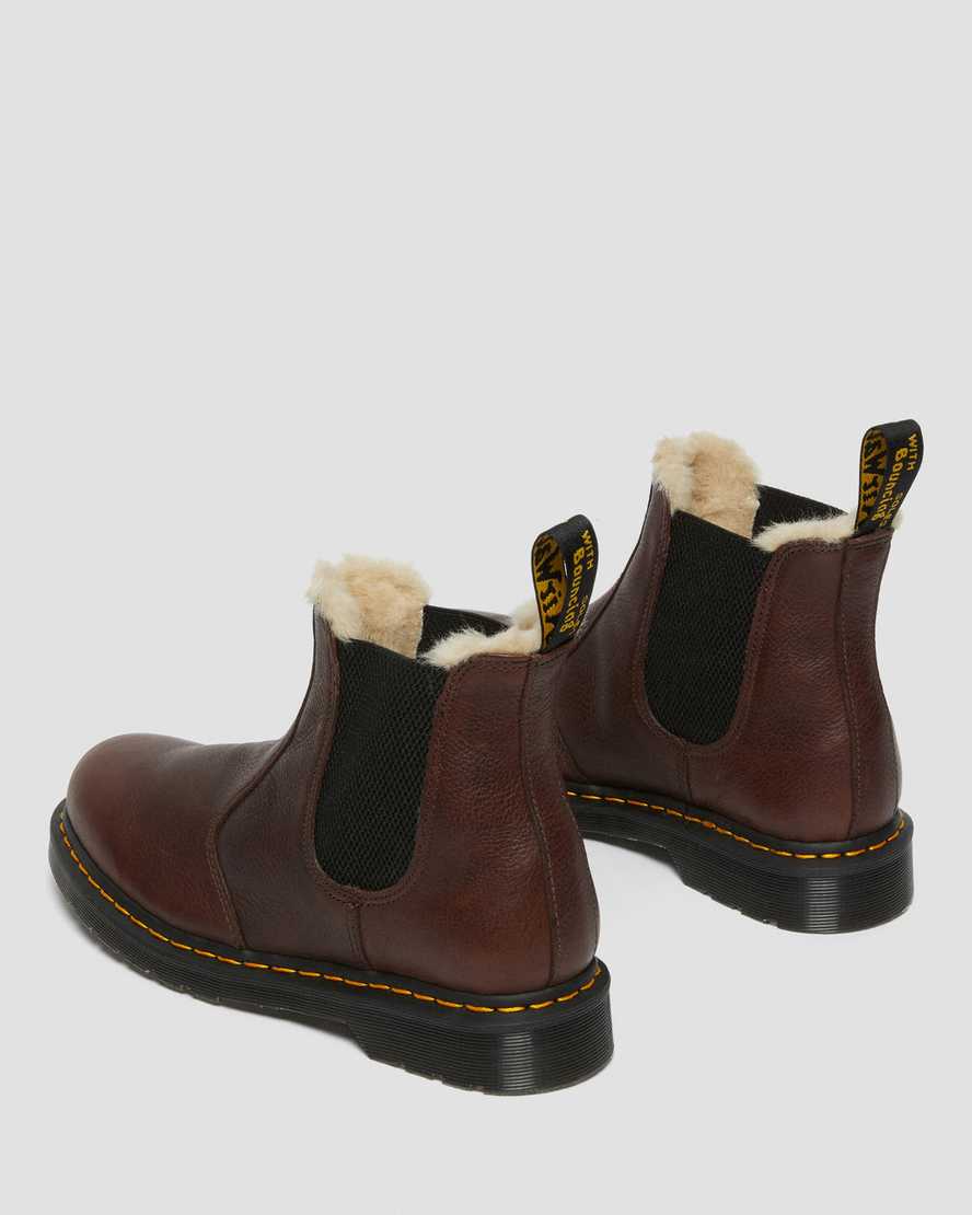 brown dr martens 2976 faux fur lined womens chelsea boots