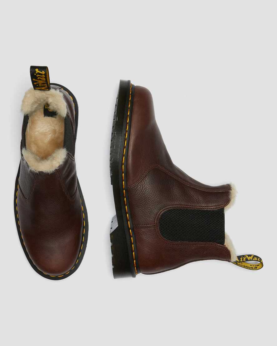brown dr martens 2976 faux fur lined womens chelsea boots