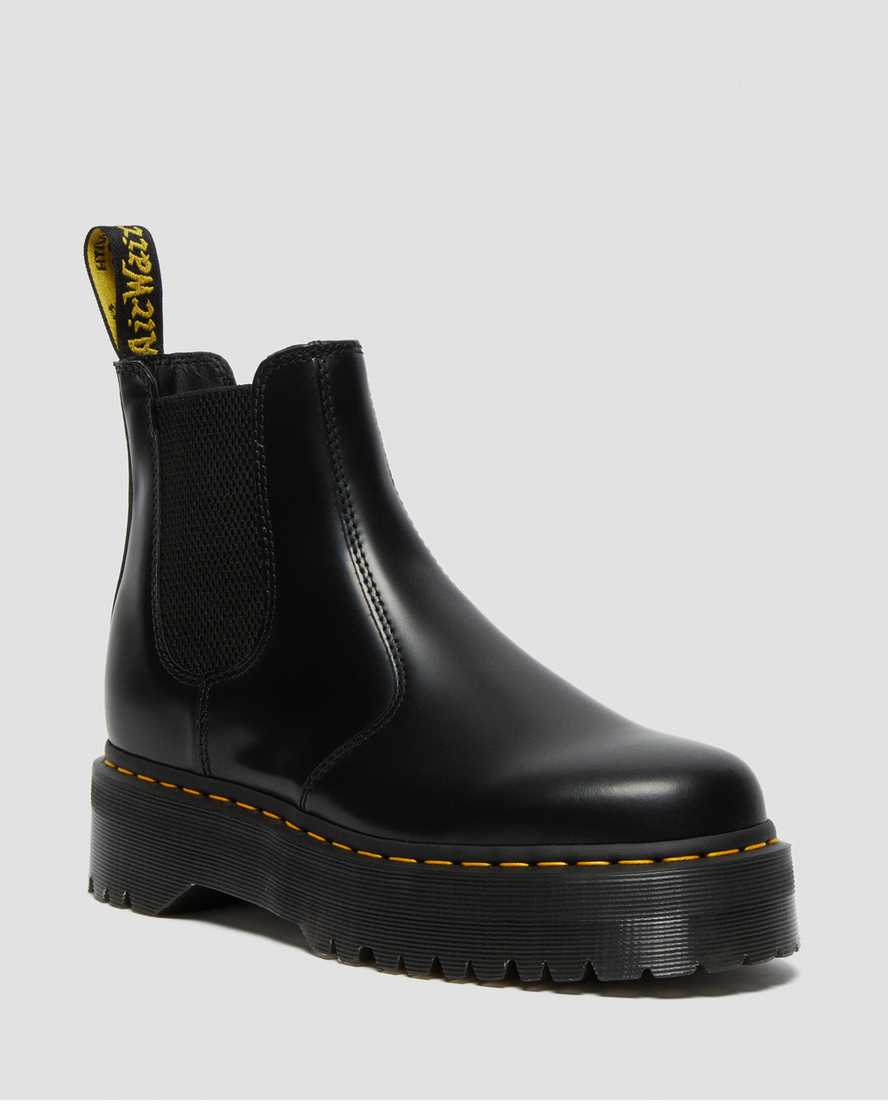 black dr martens 2976 polished smooth platform womens chelsea boots
