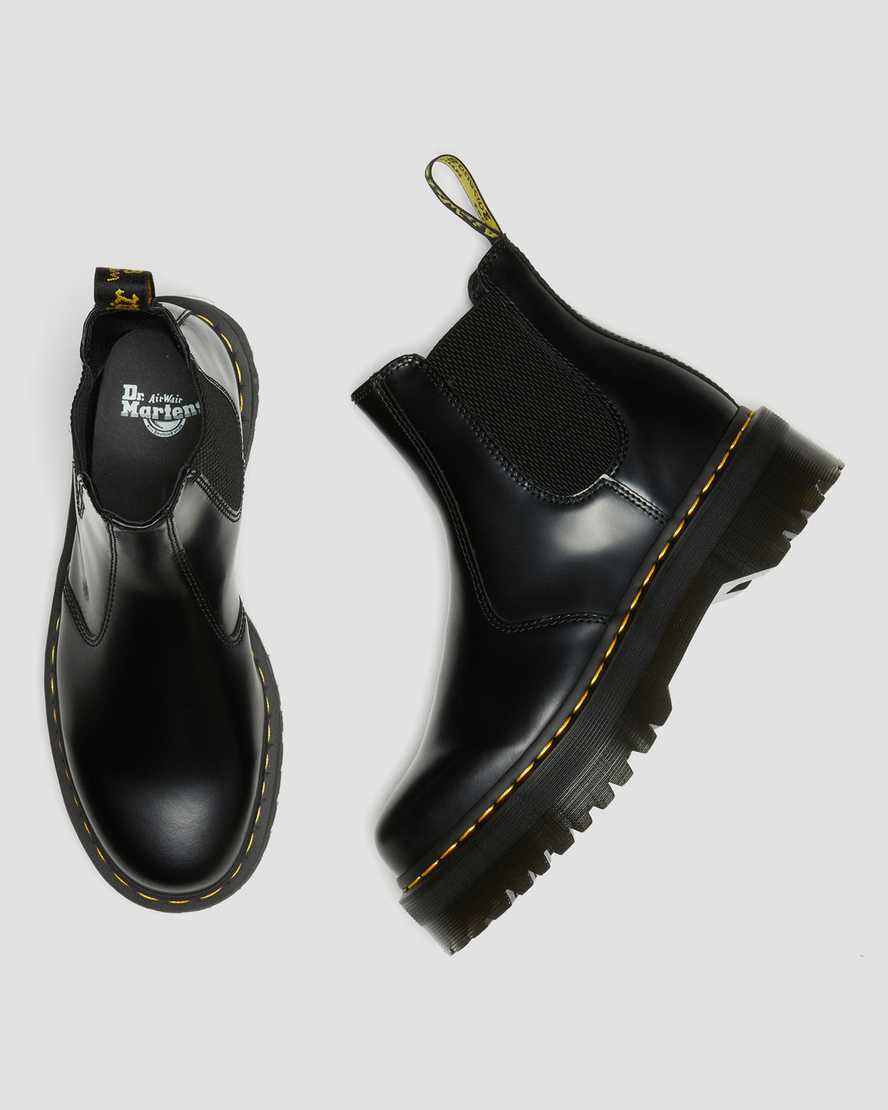 black dr martens 2976 polished smooth platform womens chelsea boots