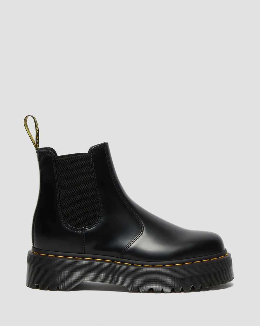 black dr martens 2976 polished smooth platform womens chelsea boots