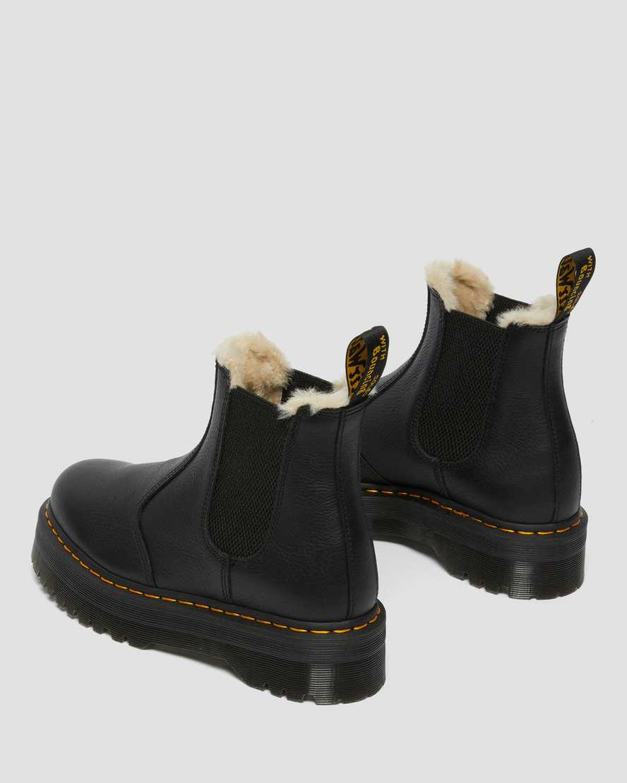 black dr martens 2976 faux fur lined platform womens chelsea boots
