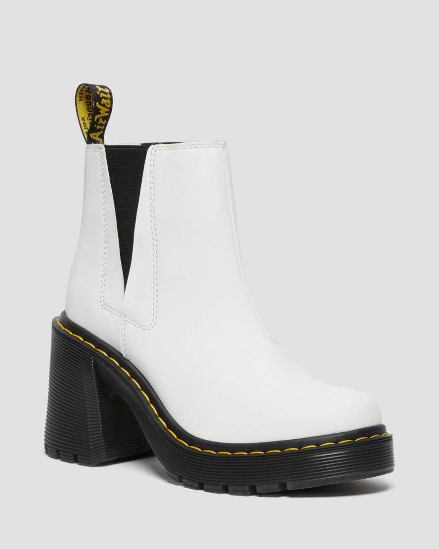 white dr martens spence flared heel womens chelsea boots