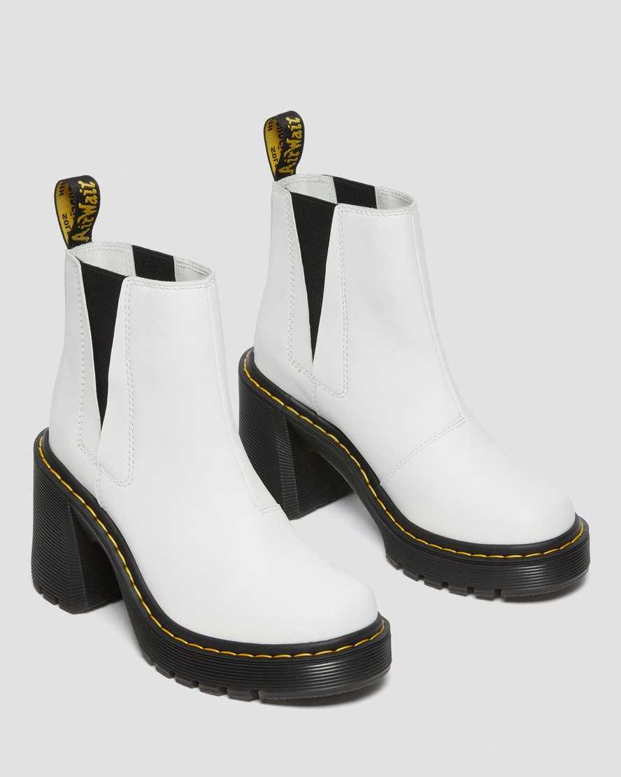 white dr martens spence flared heel womens chelsea boots