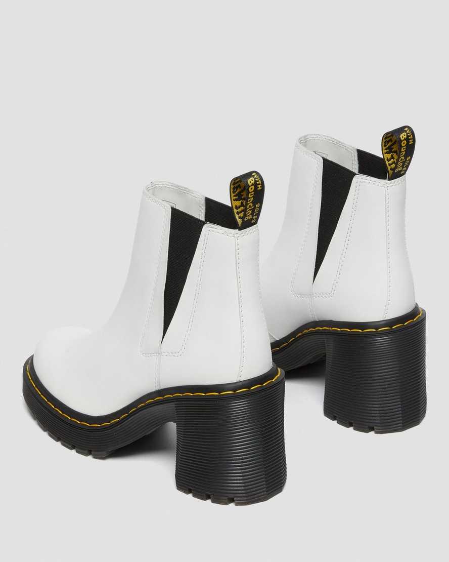 white dr martens spence flared heel womens chelsea boots