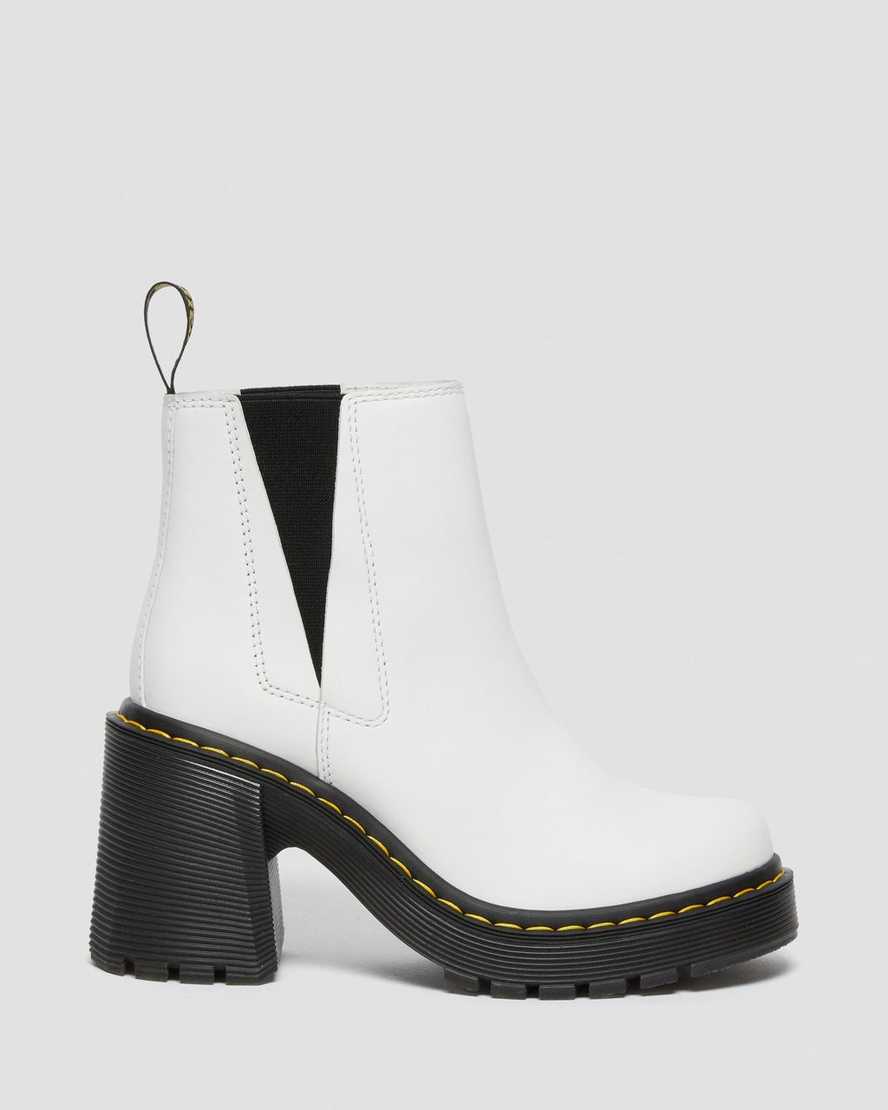 white dr martens spence flared heel womens chelsea boots
