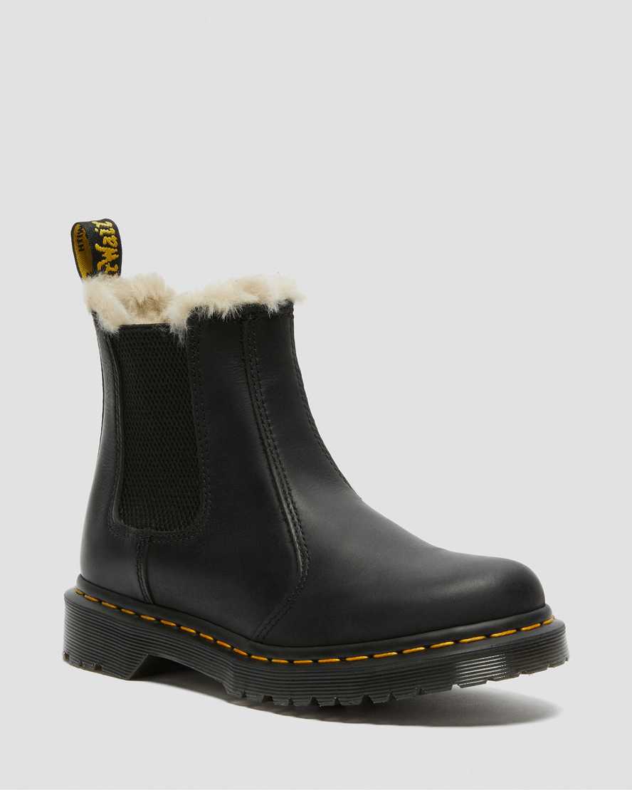 black dr martens 2976 faux fur lined womens chelsea boots