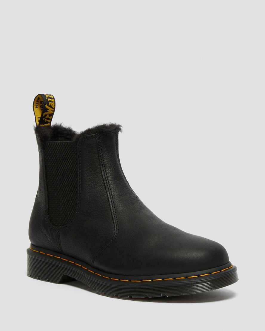 black dr martens 2976 faux fur lined womens chelsea boots