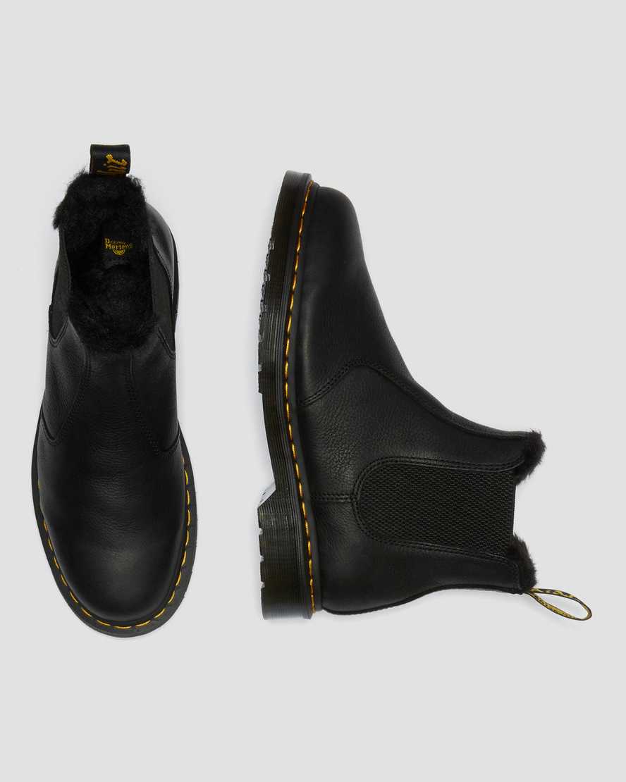 black dr martens 2976 faux fur lined womens chelsea boots