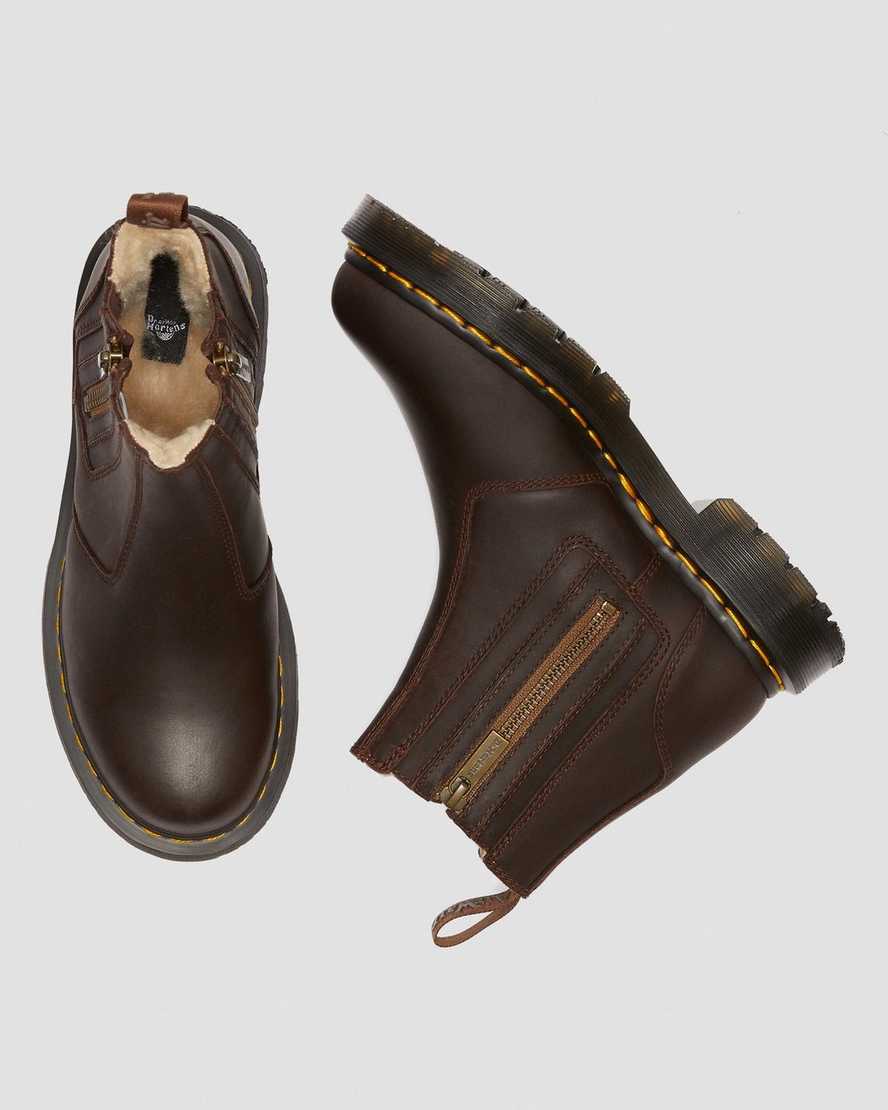 brown dr martens 2976 dms wintergrip zip womens chelsea boots