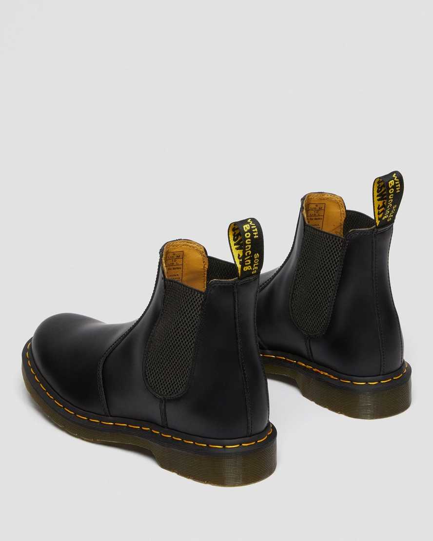 black dr martens 2976 yellow stitch smooth womens chelsea boots