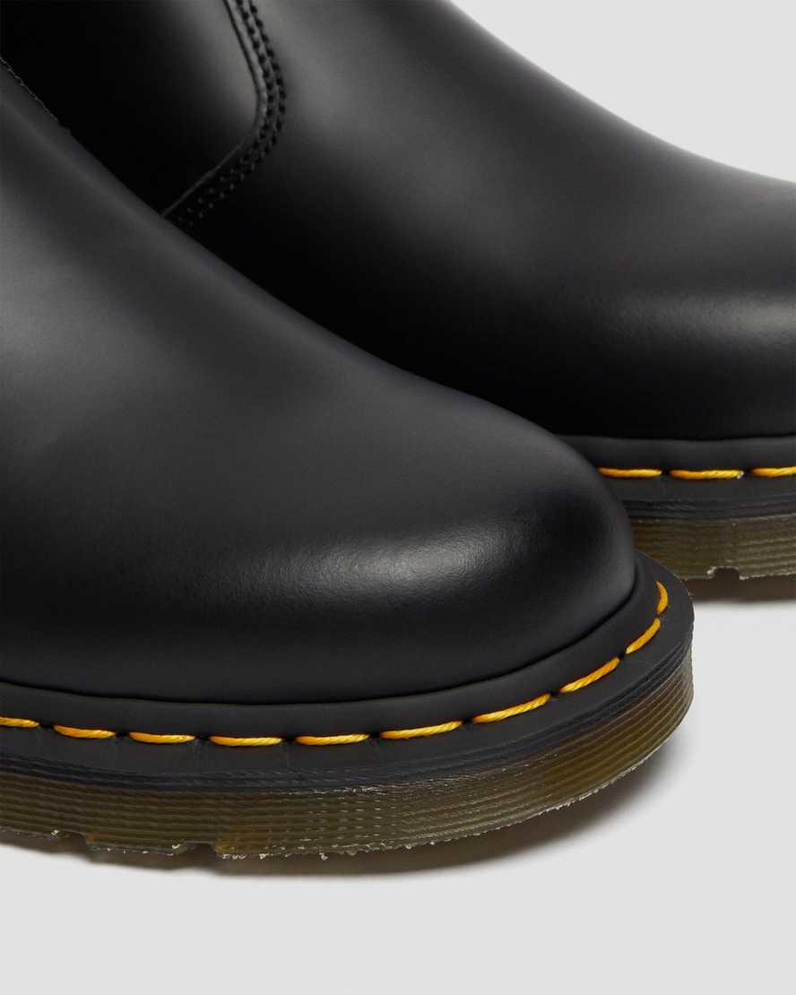 black dr martens 2976 yellow stitch smooth womens chelsea boots