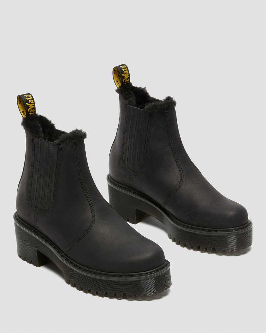 black dr martens rometty faux fur womens chelsea boots