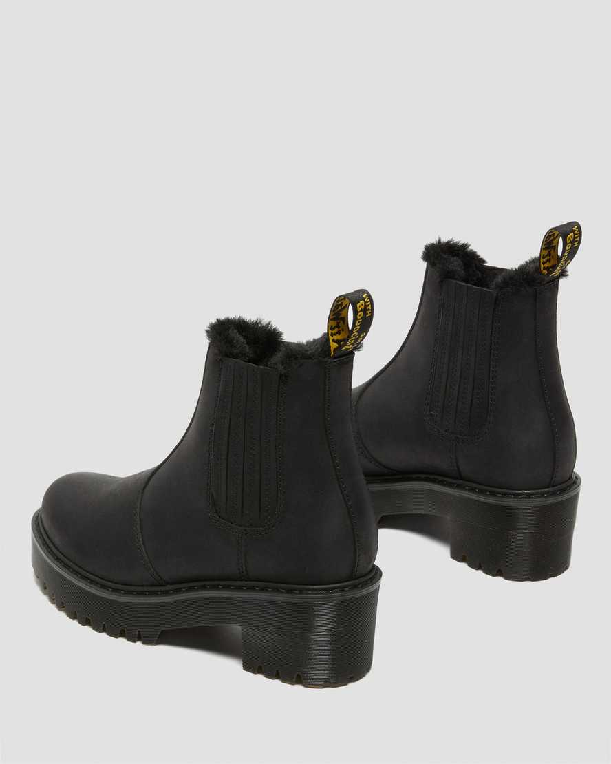 black dr martens rometty faux fur womens chelsea boots