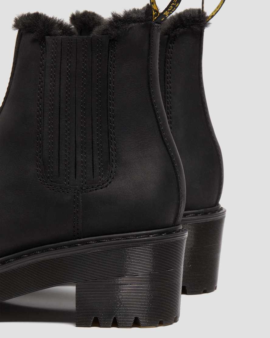 black dr martens rometty faux fur womens chelsea boots