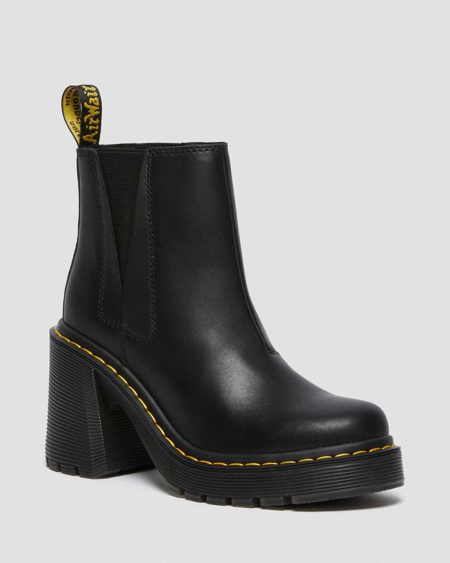 black dr martens spence flared heel womens chelsea boots
