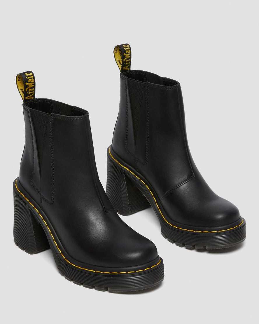 black dr martens spence flared heel womens chelsea boots